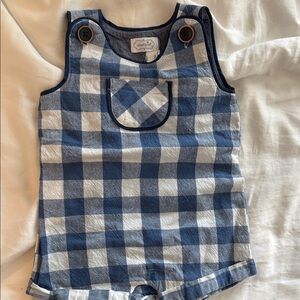 Mud Pie Navy and White Plaid Baby Romper